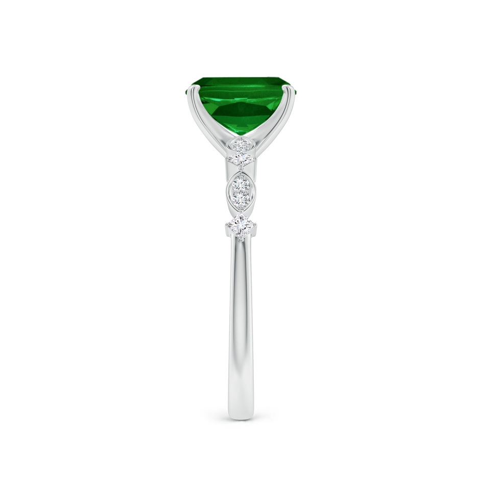8x6mm AAAA Cushion Rectangular Emerald Engagement Ring with Marquise Motifs in P950 Platinum side 299