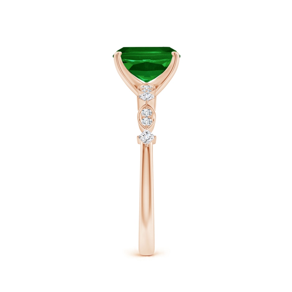 8x6mm AAAA Cushion Rectangular Emerald Engagement Ring with Marquise Motifs in Rose Gold side 299
