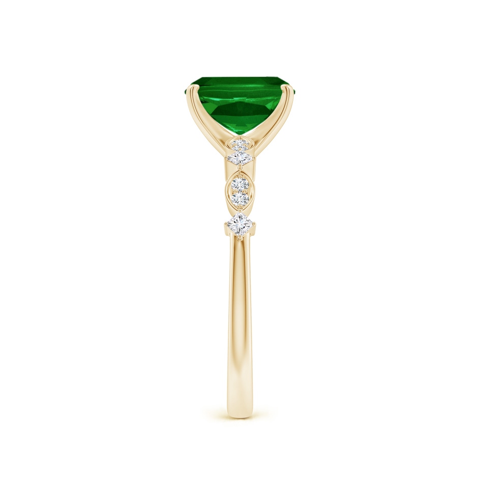8x6mm AAAA Cushion Rectangular Emerald Engagement Ring with Marquise Motifs in Yellow Gold side 299