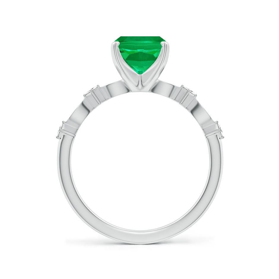 9x7mm AAA Cushion Rectangular Emerald Engagement Ring with Marquise Motifs in White Gold side 199