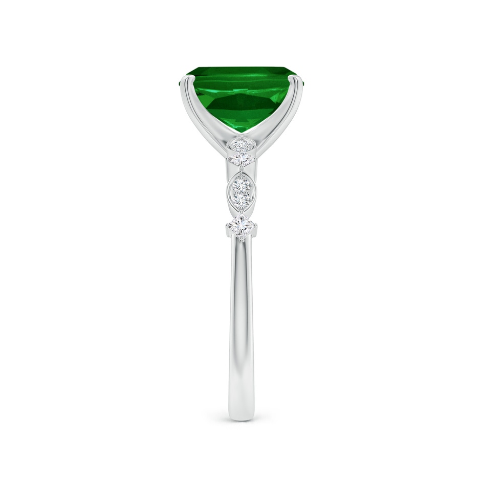 9x7mm AAAA Cushion Rectangular Emerald Engagement Ring with Marquise Motifs in P950 Platinum side 299