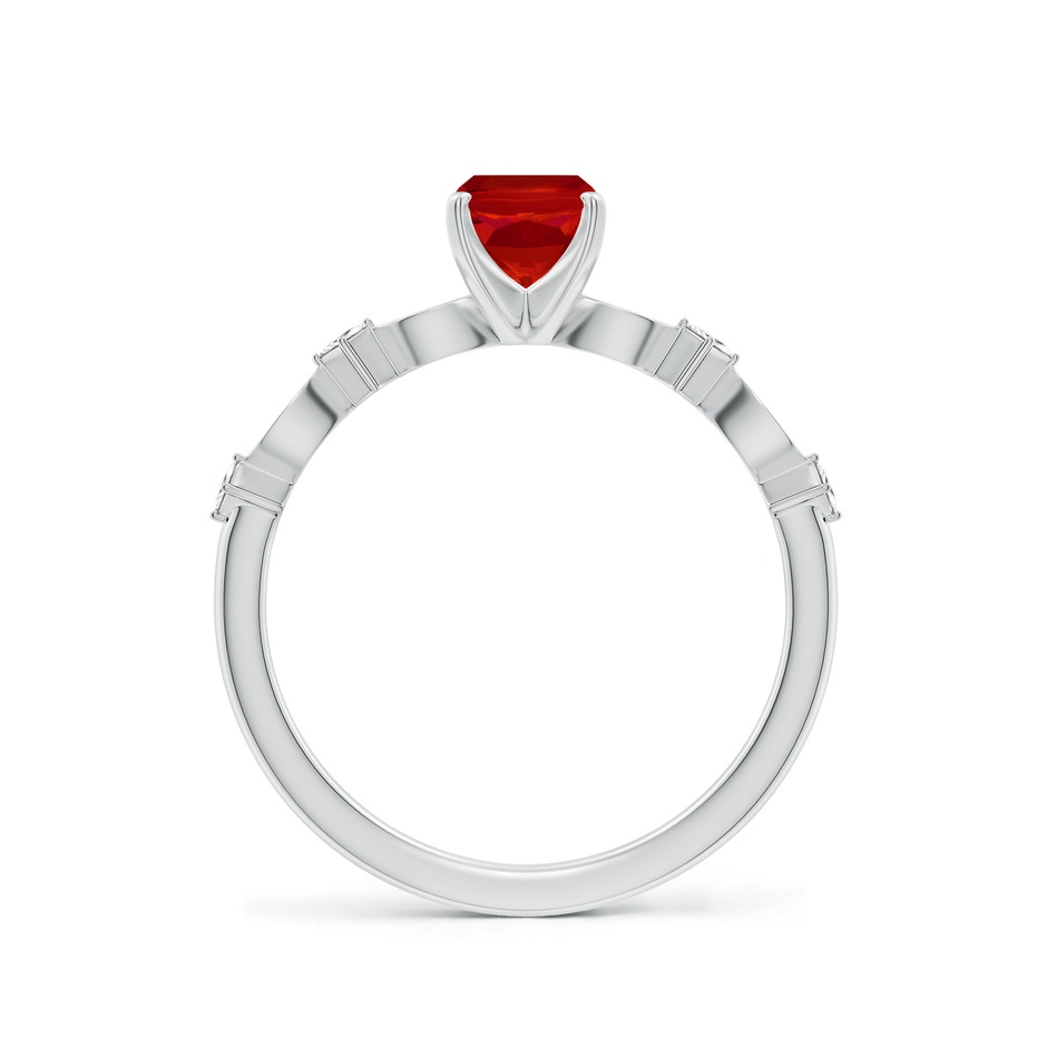 7x5mm AAA Cushion Rectangular Ruby Engagement Ring with Marquise Motifs in White Gold side 199