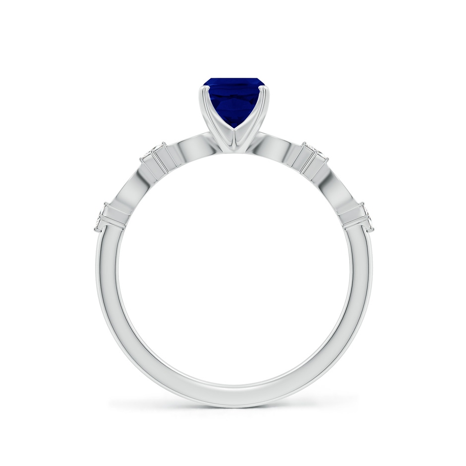 7x5mm AAA Cushion Rectangular Blue Sapphire Engagement Ring with Marquise Motifs in White Gold side 199