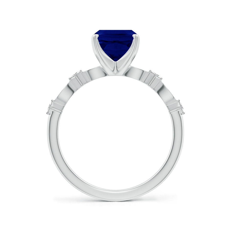 9x7mm AAA Cushion Rectangular Blue Sapphire Engagement Ring with Marquise Motifs in White Gold side 199