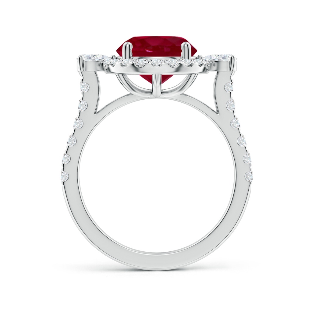 9mm AA Round Ruby Halo Side Stone Engagement Ring in White Gold Side 199