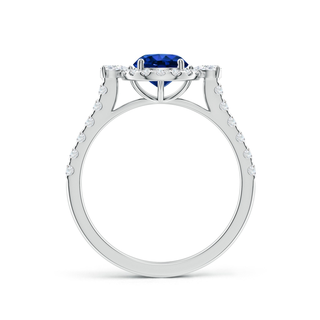6mm AAAA Round Blue Sapphire Halo Side Stone Engagement Ring in White Gold Side 199