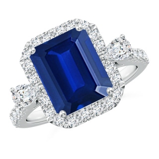 Emerald Cut Lab-Grown Lab Grown Blue Sapphire