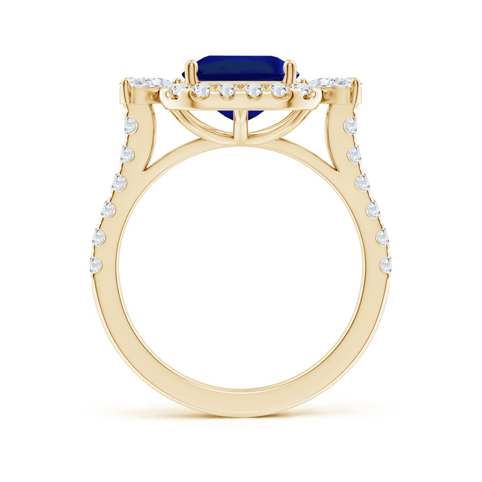 10x8mm Lab-Grown Emerald-Cut Blue Sapphire Halo Side Stone Engagement Ring in 18K Yellow Gold side 199