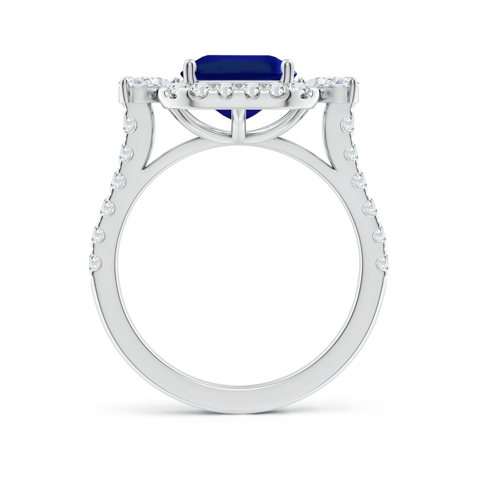 10x8mm Lab-Grown Emerald-Cut Blue Sapphire Halo Side Stone Engagement Ring in P950 Platinum side 199