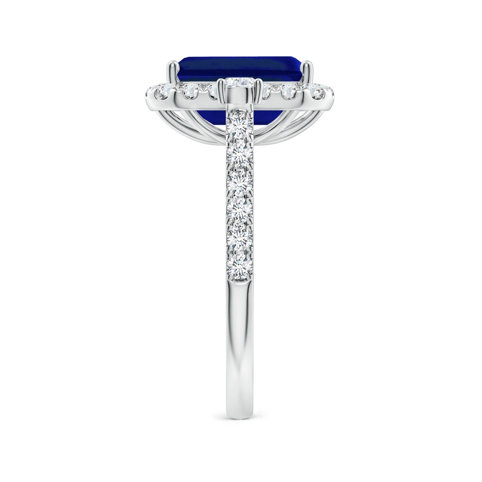 10x8mm Lab-Grown Emerald-Cut Blue Sapphire Halo Side Stone Engagement Ring in P950 Platinum side 299