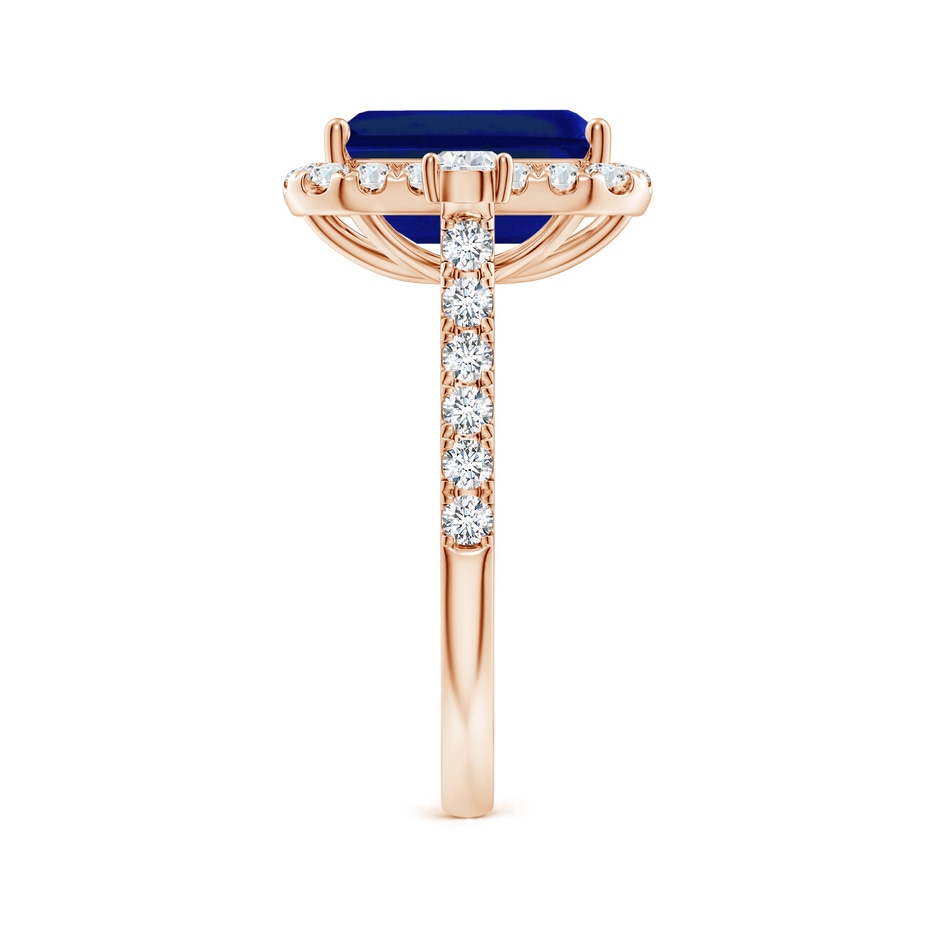 10x8mm Lab-Grown Emerald-Cut Blue Sapphire Halo Side Stone Engagement Ring in Rose Gold side 299