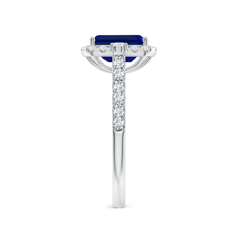 8x6mm Lab-Grown Emerald-Cut Blue Sapphire Halo Side Stone Engagement Ring in White Gold side 299