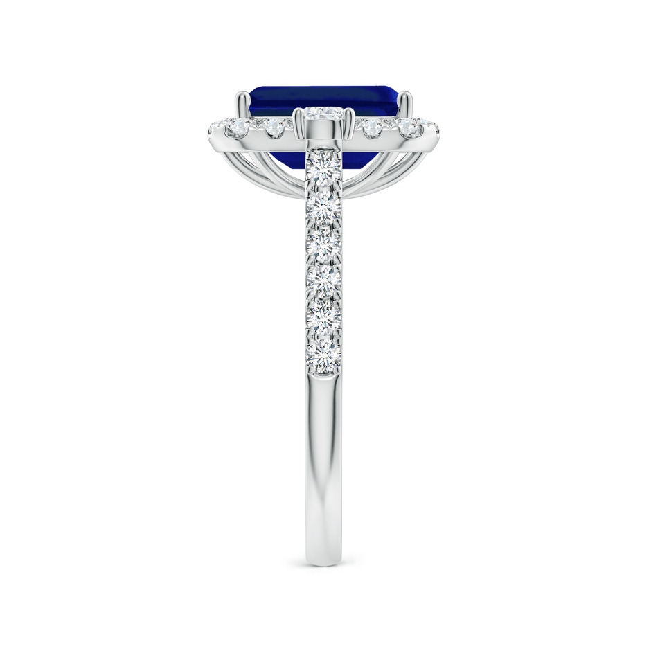 9x7mm Lab-Grown Emerald-Cut Blue Sapphire Halo Side Stone Engagement Ring in White Gold side 299