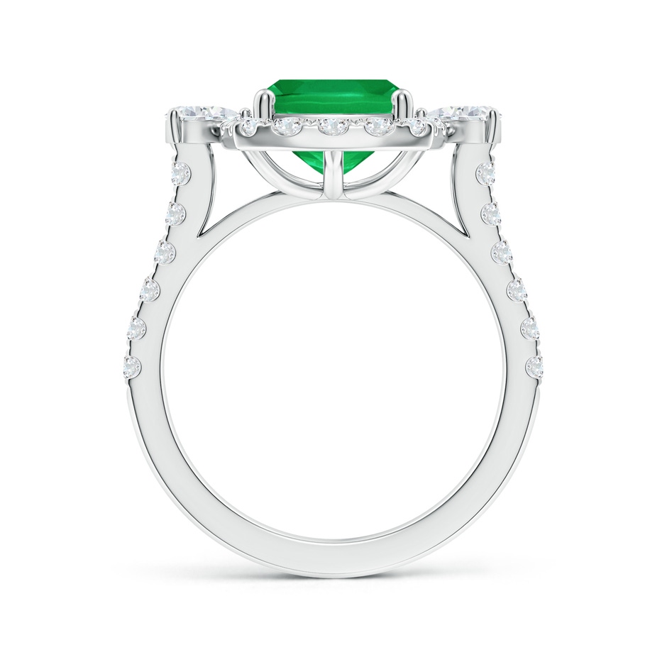 10x8mm AA Cushion Rectangular Emerald Halo Side Stone Engagement Ring in White Gold side 199