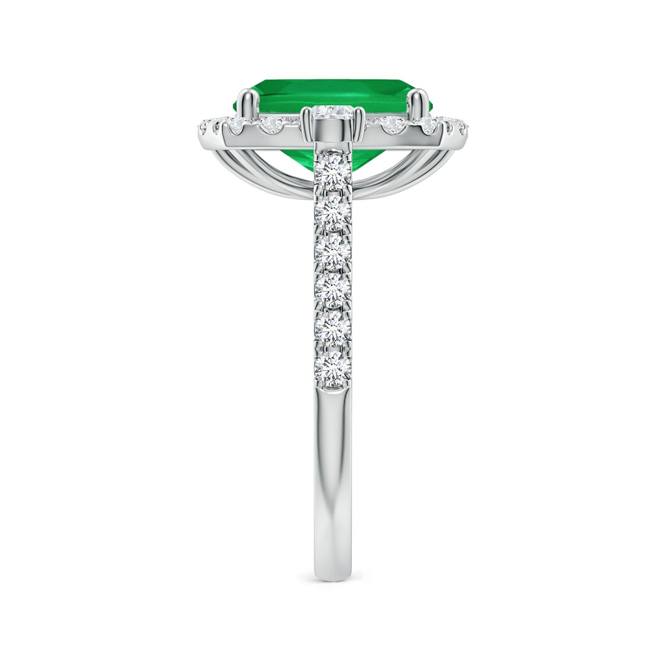 10x8mm AA Cushion Rectangular Emerald Halo Side Stone Engagement Ring in White Gold side 299