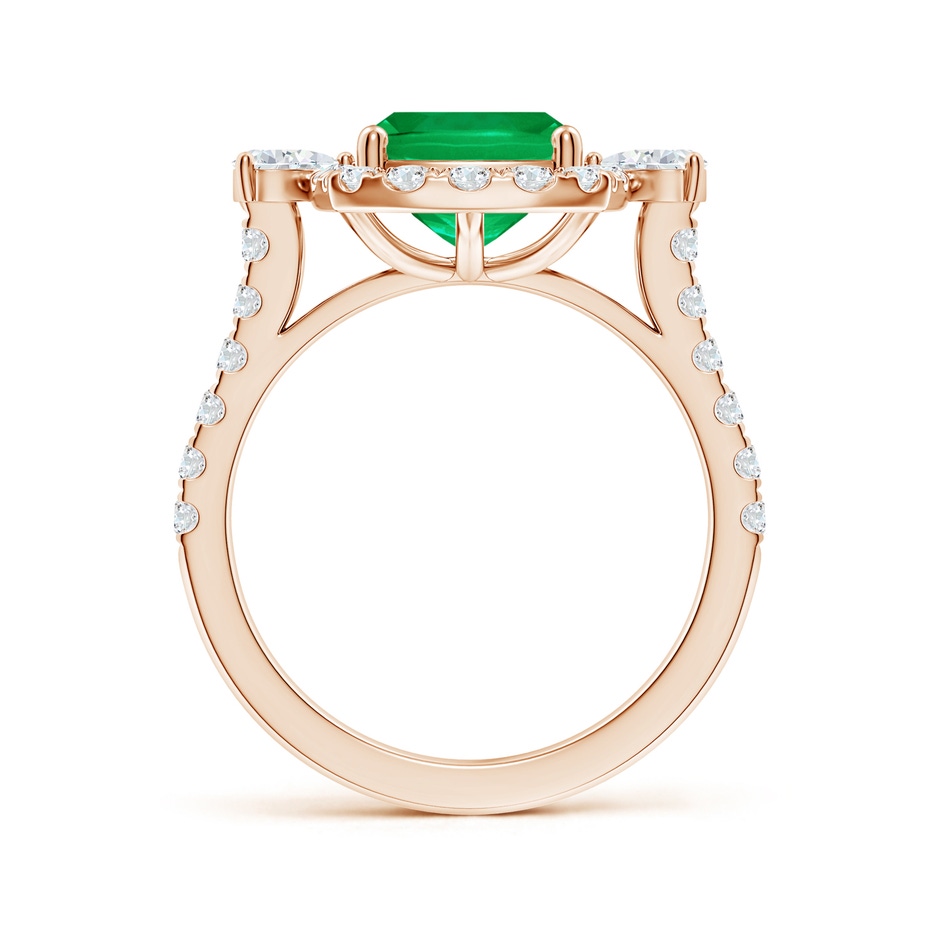 10x8mm AAA Cushion Rectangular Emerald Halo Side Stone Engagement Ring in 18K Rose Gold side 199