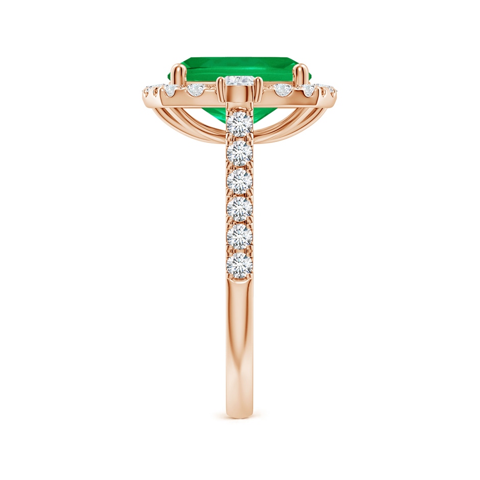 10x8mm AAA Cushion Rectangular Emerald Halo Side Stone Engagement Ring in Rose Gold side 299