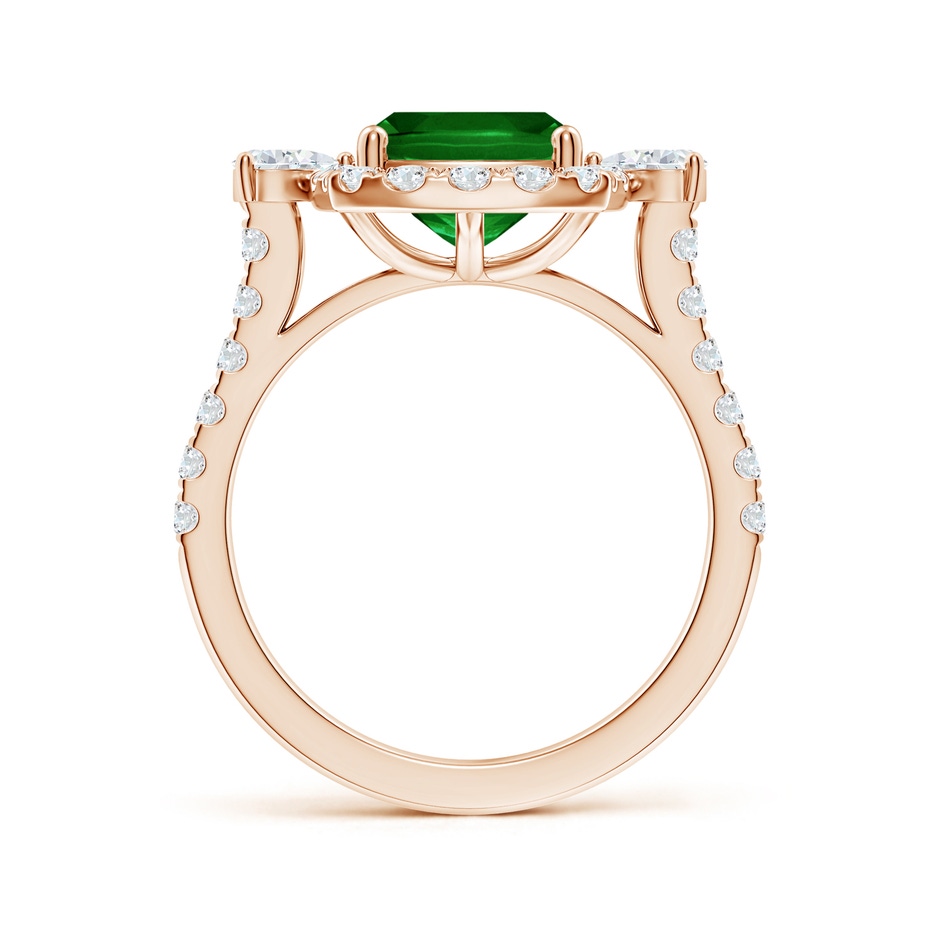 10x8mm AAAA Cushion Rectangular Emerald Halo Side Stone Engagement Ring in 18K Rose Gold side 199