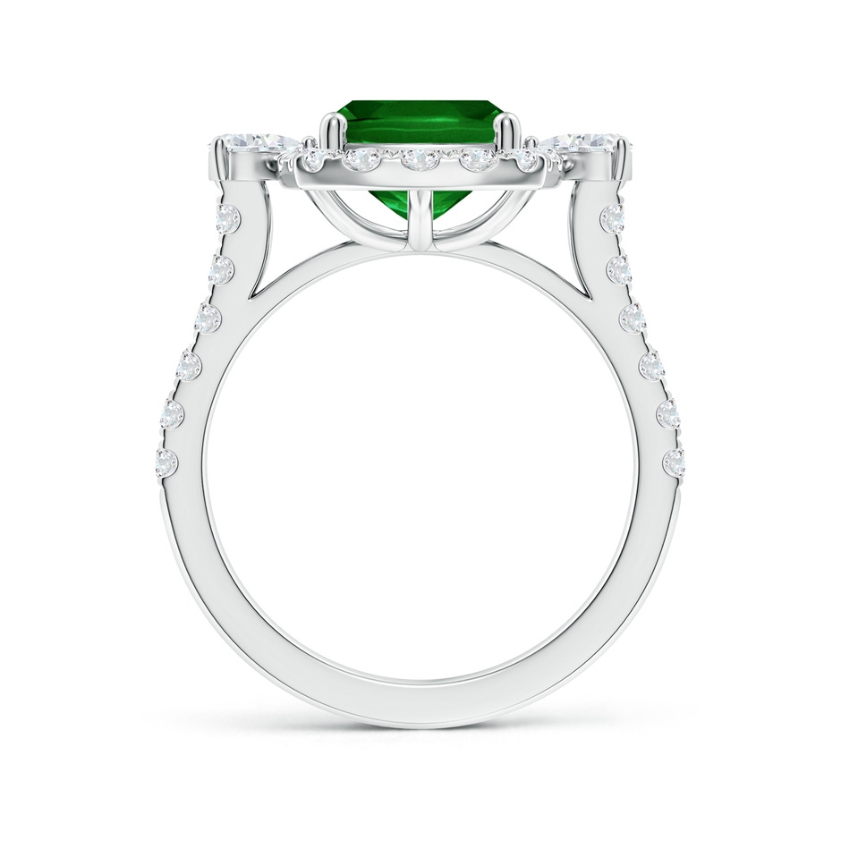 10x8mm AAAA Cushion Rectangular Emerald Halo Side Stone Engagement Ring in P950 Platinum side 199