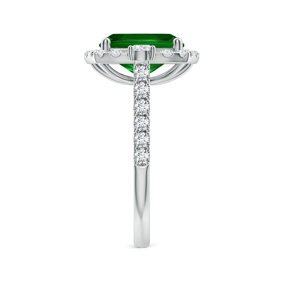 10x8mm AAAA Cushion Rectangular Emerald Halo Side Stone Engagement Ring in P950 Platinum side 299