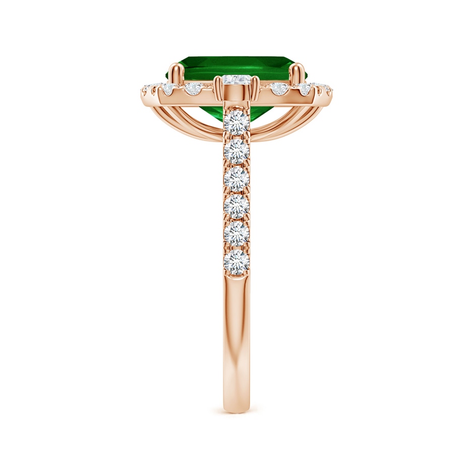 10x8mm AAAA Cushion Rectangular Emerald Halo Side Stone Engagement Ring in Rose Gold side 299