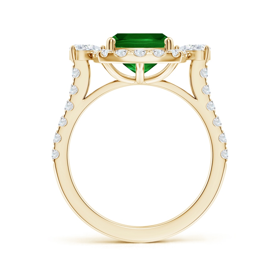 10x8mm AAAA Cushion Rectangular Emerald Halo Side Stone Engagement Ring in Yellow Gold side 199