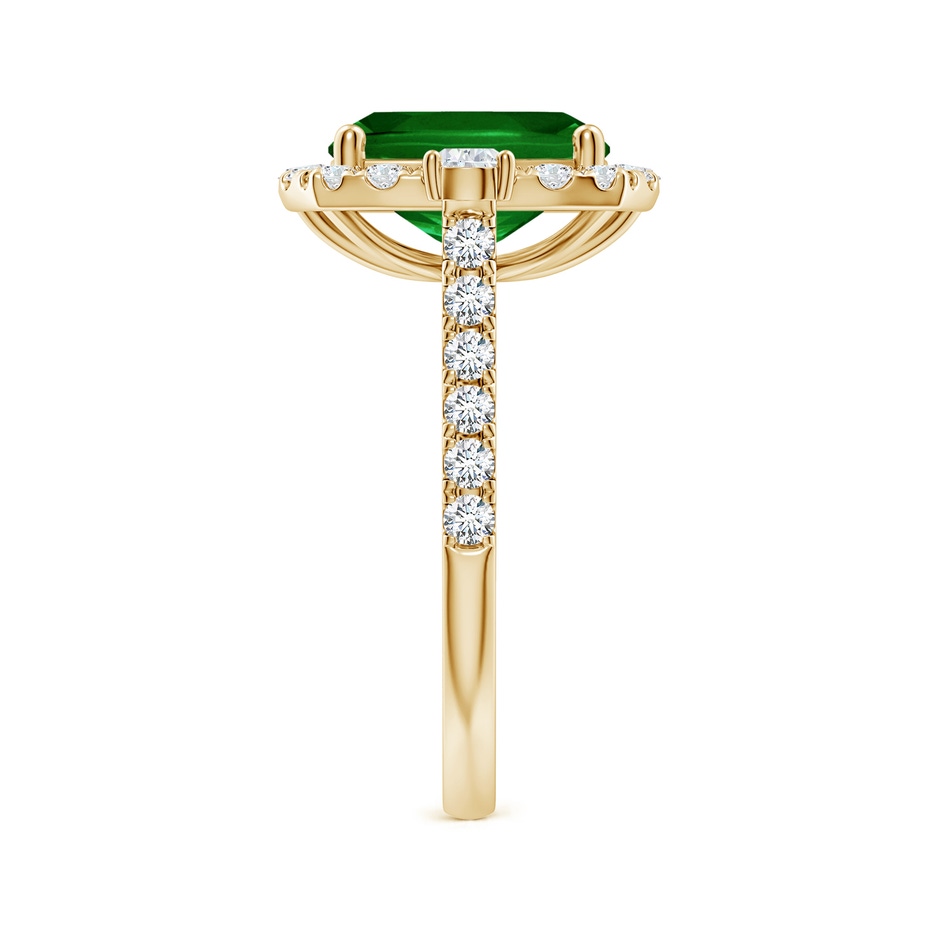10x8mm AAAA Cushion Rectangular Emerald Halo Side Stone Engagement Ring in Yellow Gold side 299