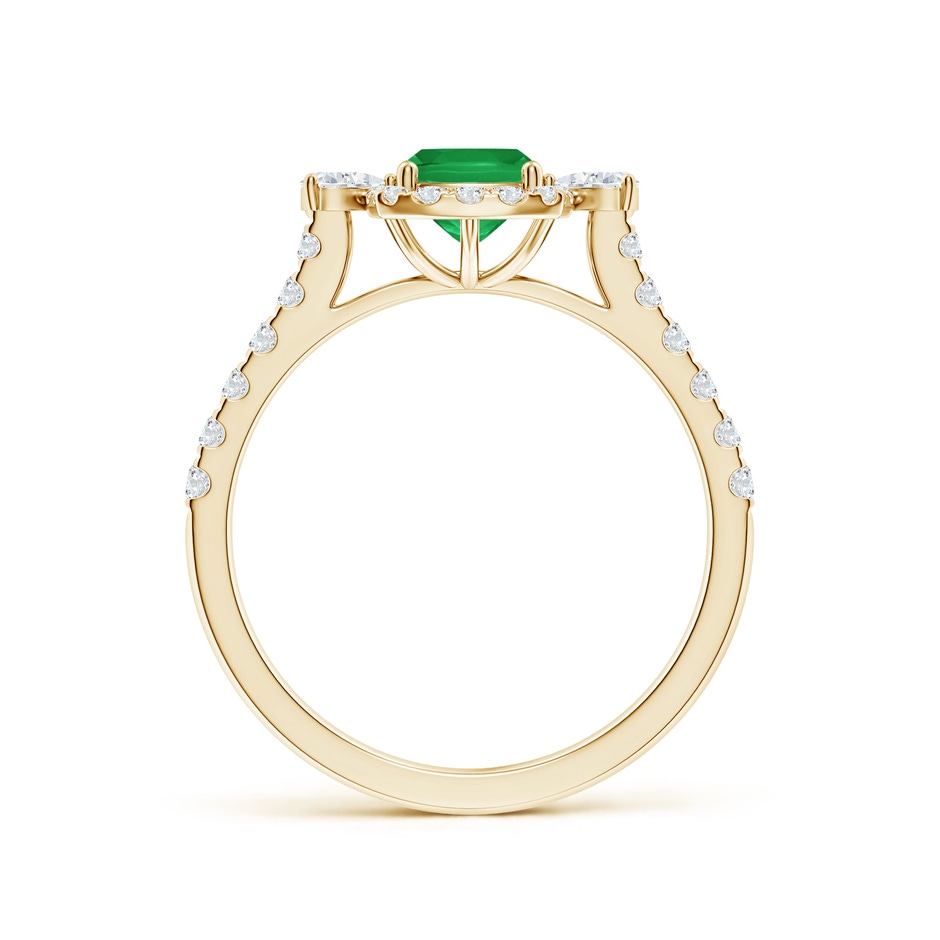 7x5mm A Cushion Rectangular Emerald Halo Side Stone Engagement Ring in Yellow Gold side 199