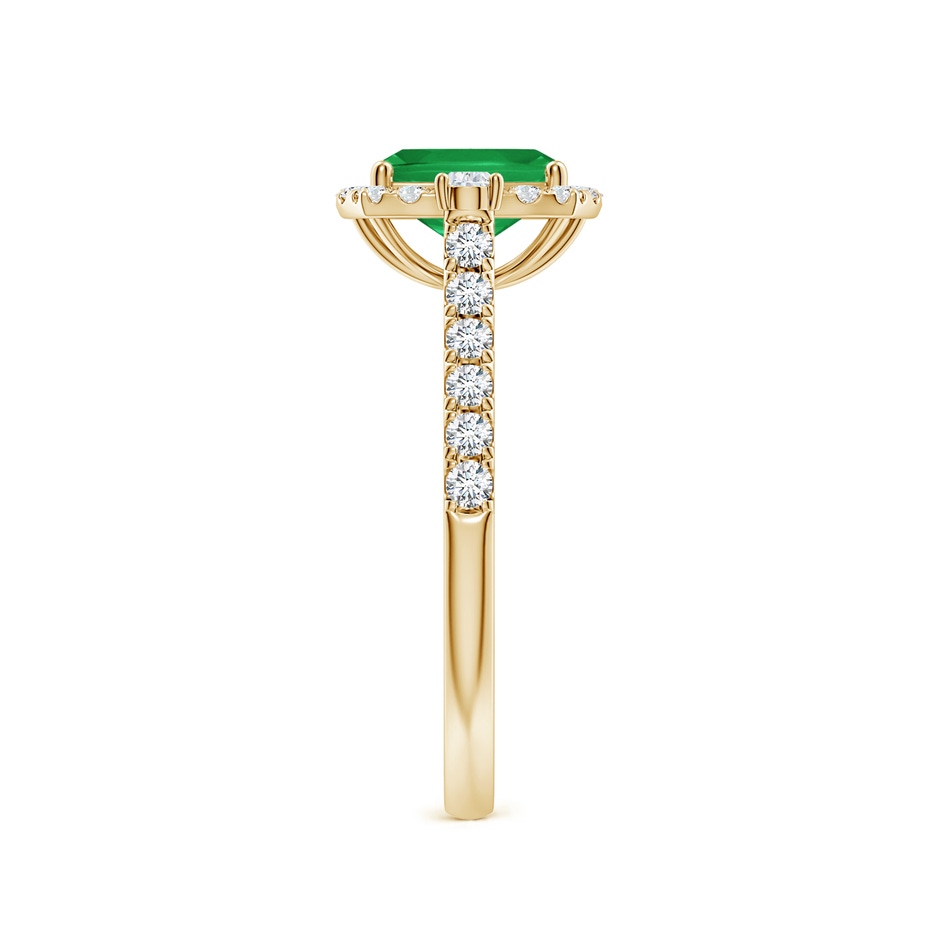 7x5mm A Cushion Rectangular Emerald Halo Side Stone Engagement Ring in Yellow Gold side 299