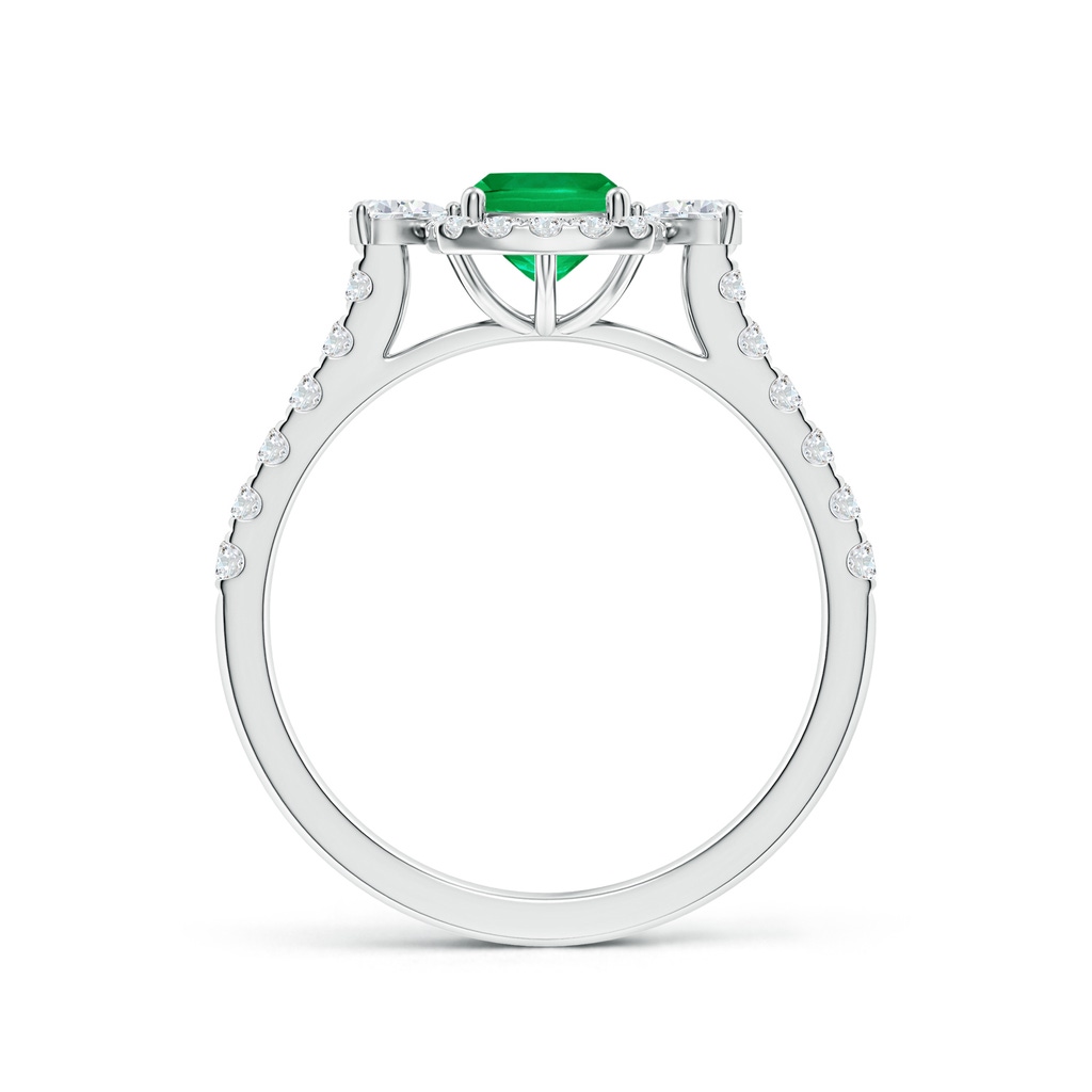 7x5mm AAA Cushion Rectangular Emerald Halo Side Stone Engagement Ring in White Gold - side 199
