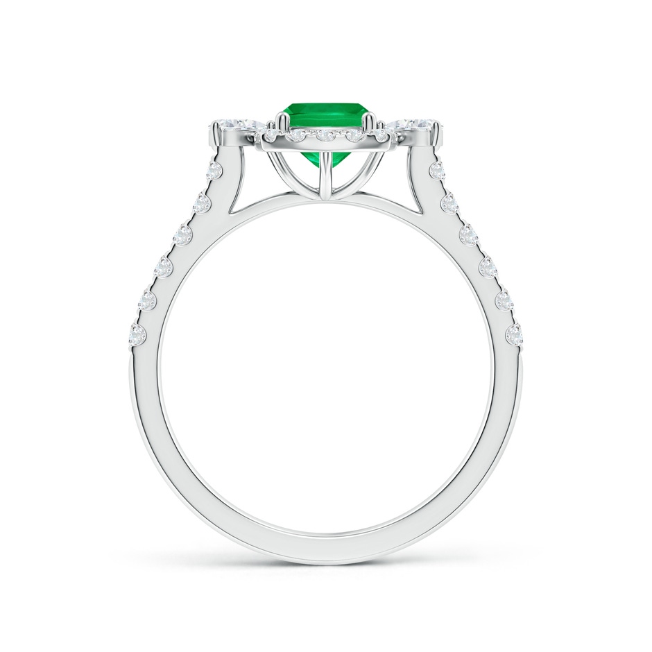 7x5mm AAA Cushion Rectangular Emerald Halo Side Stone Engagement Ring in White Gold side 199