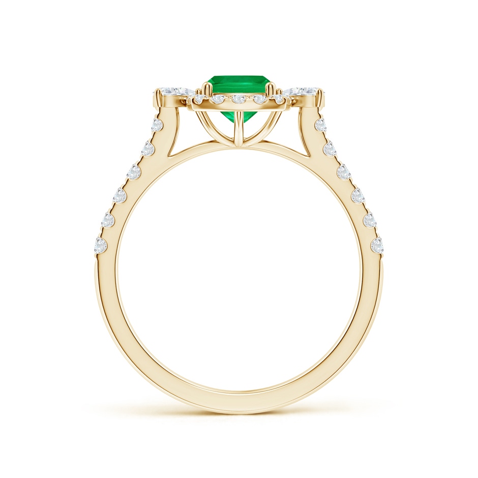 7x5mm AAA Cushion Rectangular Emerald Halo Side Stone Engagement Ring in Yellow Gold side 199
