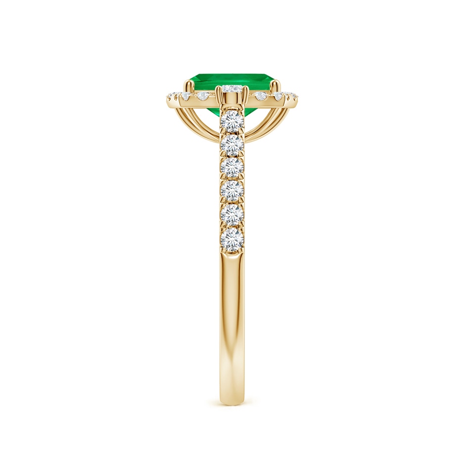 7x5mm AAA Cushion Rectangular Emerald Halo Side Stone Engagement Ring in Yellow Gold side 299