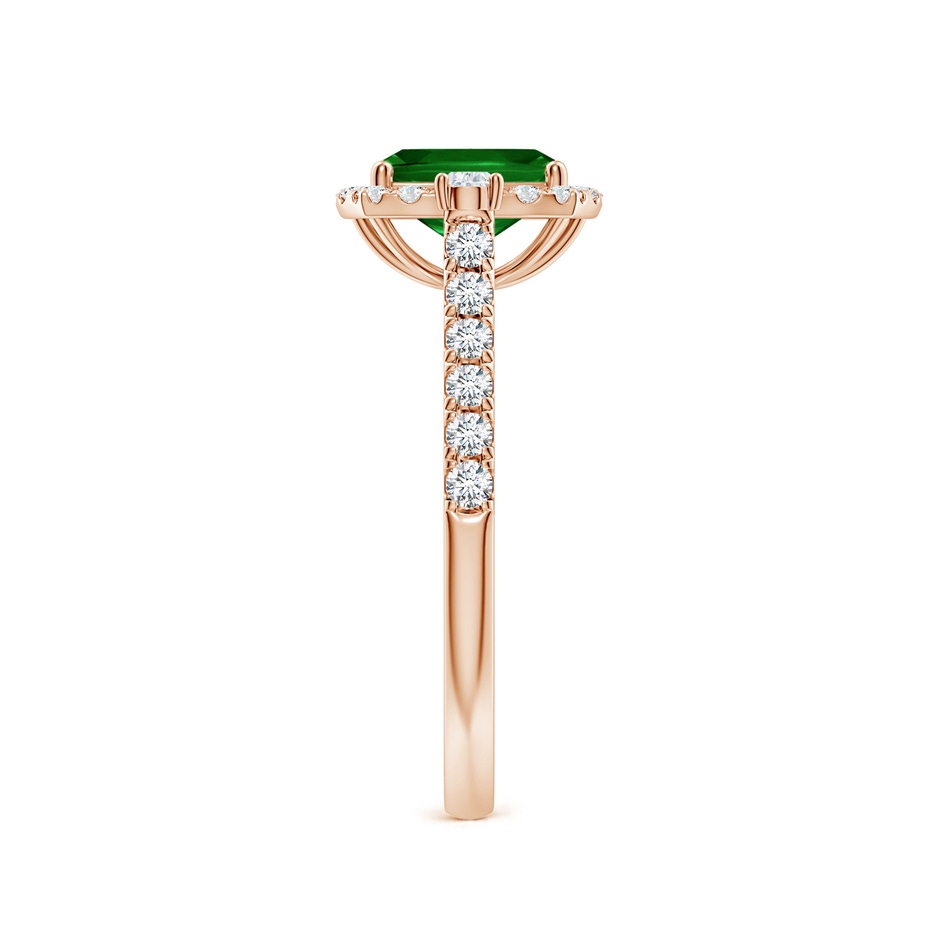 7x5mm AAAA Cushion Rectangular Emerald Halo Side Stone Engagement Ring in Rose Gold side 299