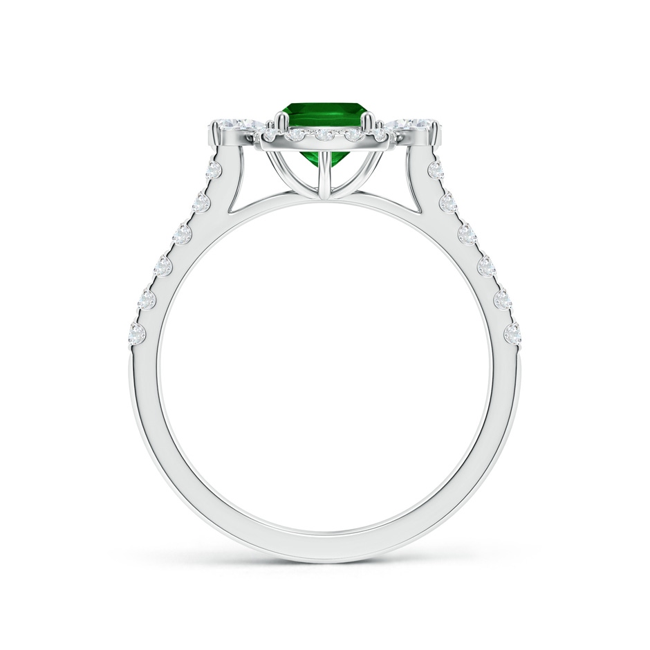 7x5mm AAAA Cushion Rectangular Emerald Halo Side Stone Engagement Ring in White Gold side 199