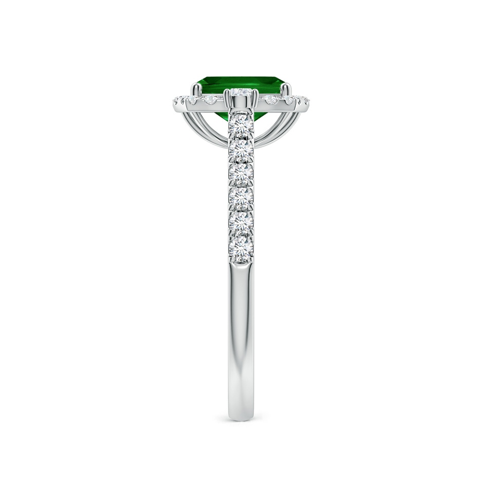 7x5mm AAAA Cushion Rectangular Emerald Halo Side Stone Engagement Ring in White Gold side 299