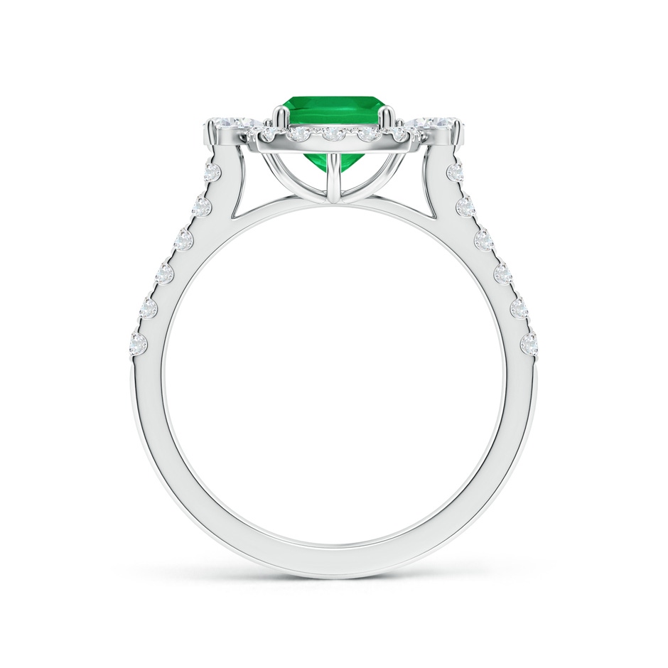 8x6mm AA Cushion Rectangular Emerald Halo Side Stone Engagement Ring in P950 Platinum side 199