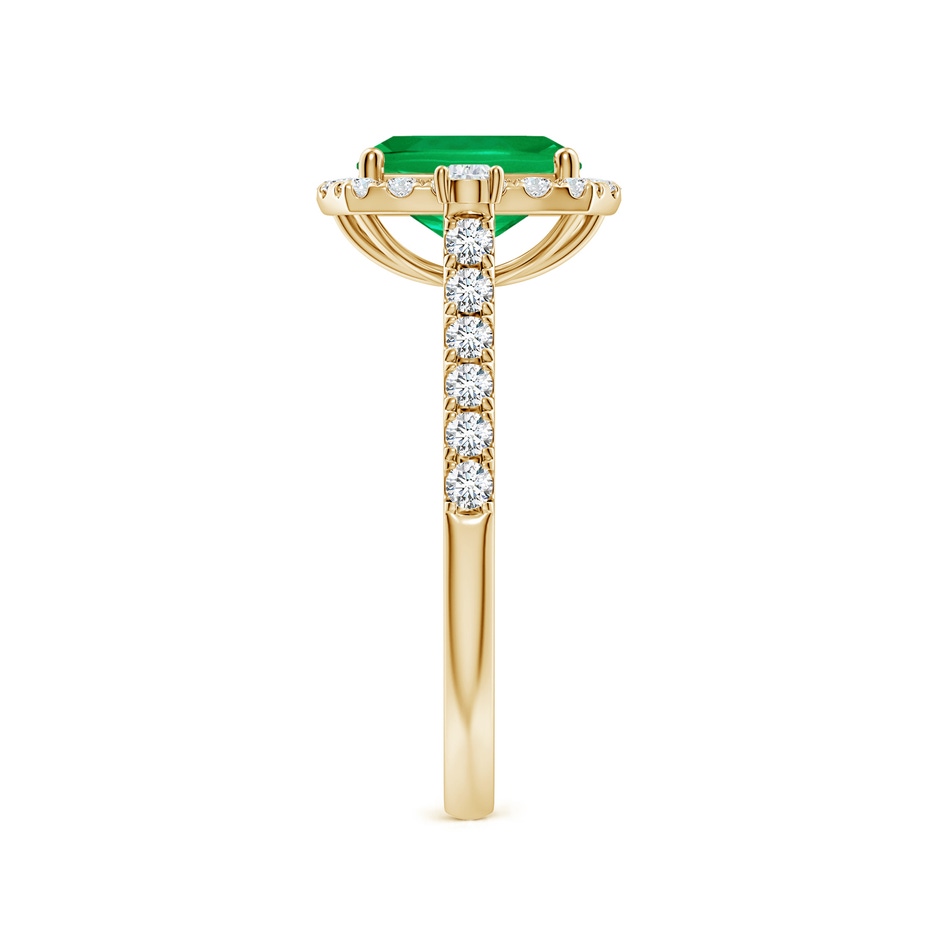 8x6mm AAA Cushion Rectangular Emerald Halo Side Stone Engagement Ring in Yellow Gold side 299