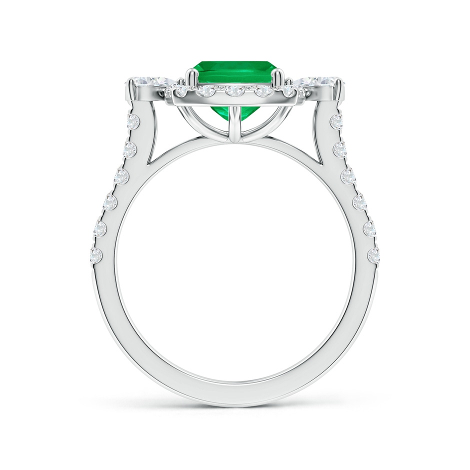 9x7mm AAA Cushion Rectangular Emerald Halo Side Stone Engagement Ring in P950 Platinum side 199