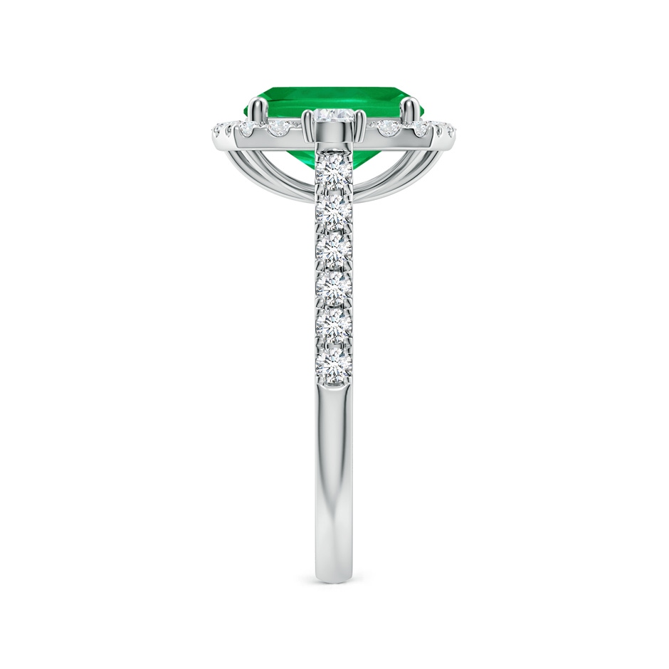 9x7mm AAA Cushion Rectangular Emerald Halo Side Stone Engagement Ring in P950 Platinum side 299
