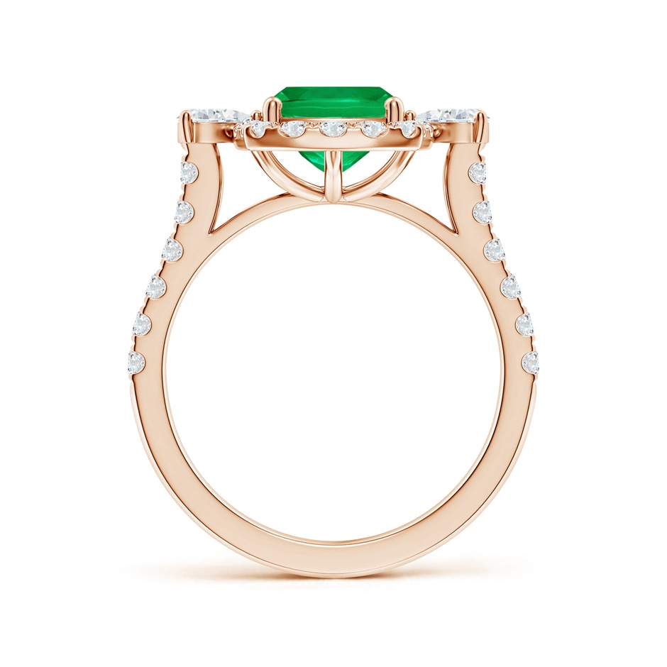 9x7mm AAA Cushion Rectangular Emerald Halo Side Stone Engagement Ring in Rose Gold side 199