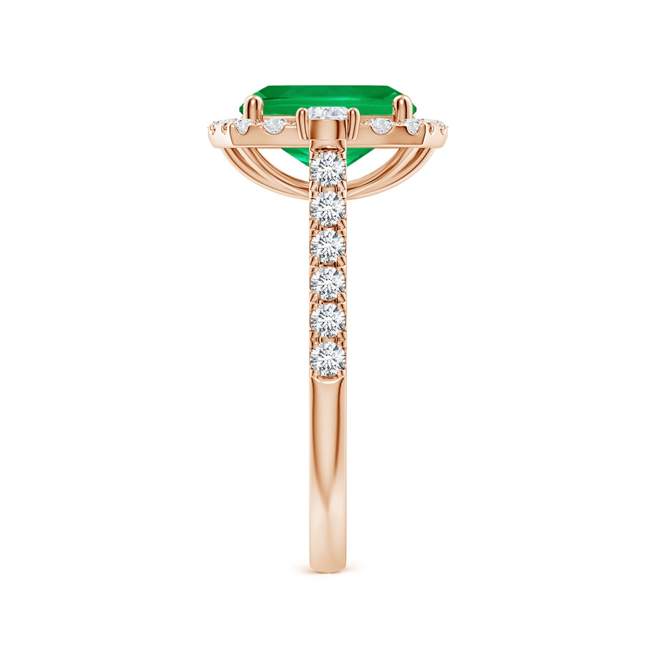 9x7mm AAA Cushion Rectangular Emerald Halo Side Stone Engagement Ring in Rose Gold side 299
