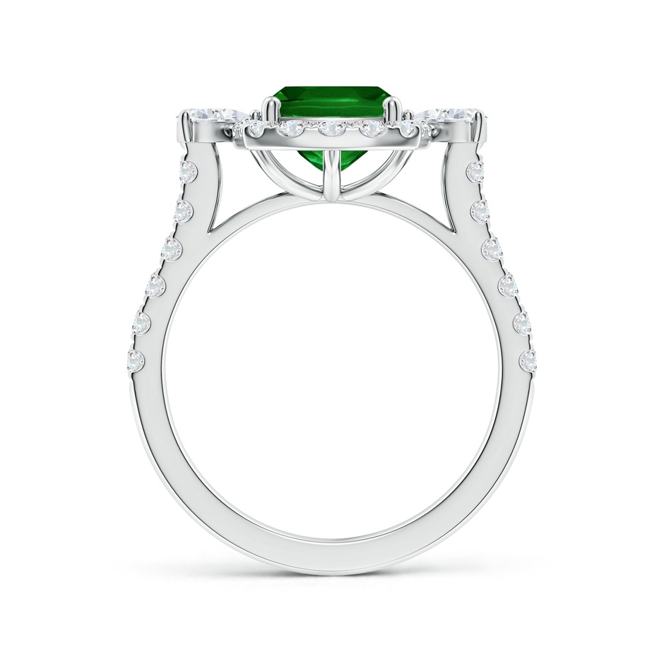 9x7mm AAAA Cushion Rectangular Emerald Halo Side Stone Engagement Ring in P950 Platinum side 199