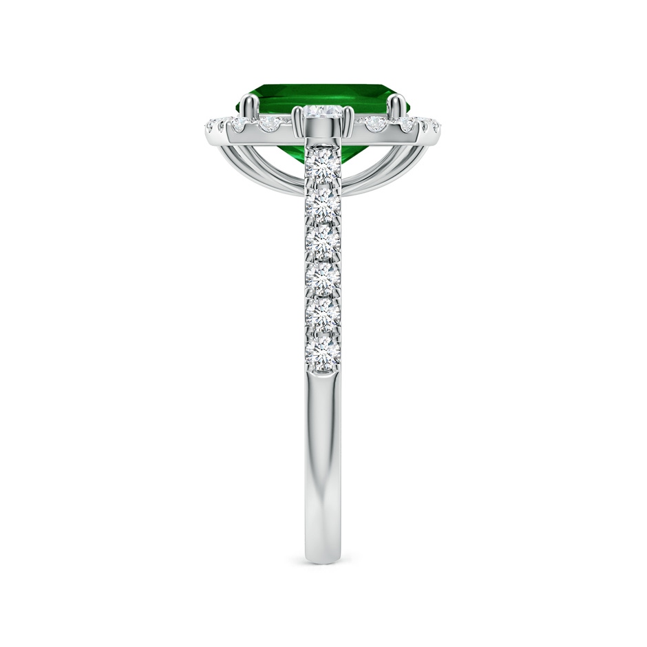 9x7mm AAAA Cushion Rectangular Emerald Halo Side Stone Engagement Ring in P950 Platinum side 299