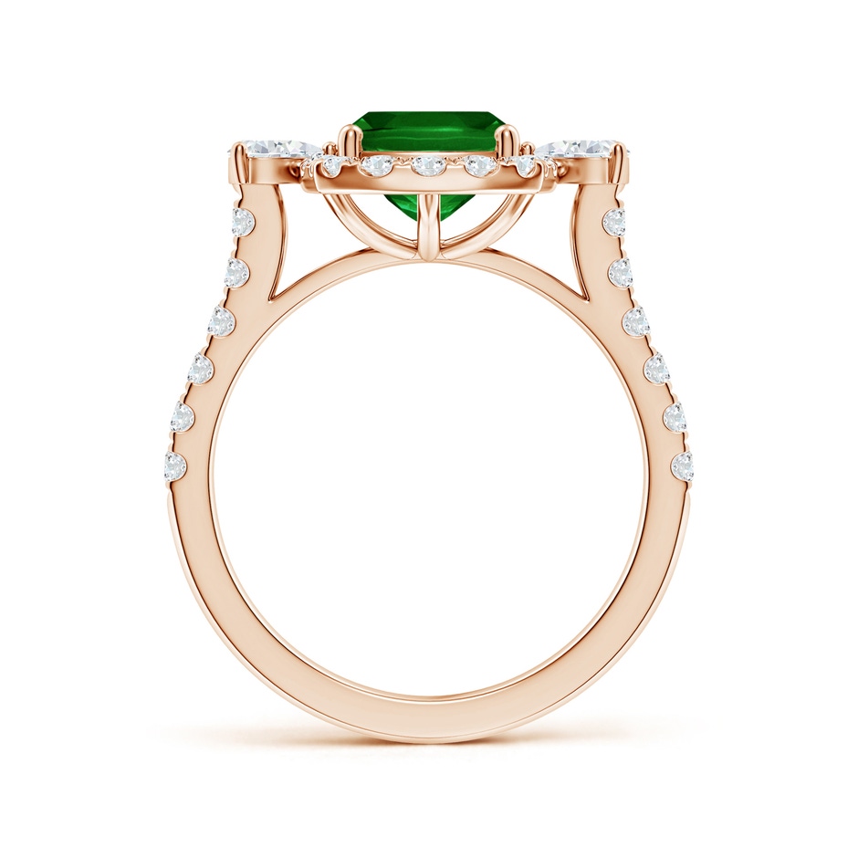 9x7mm AAAA Cushion Rectangular Emerald Halo Side Stone Engagement Ring in Rose Gold side 199
