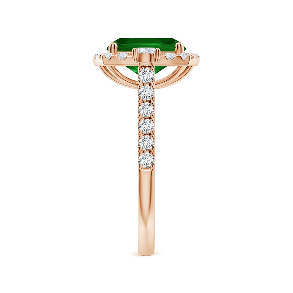 9x7mm AAAA Cushion Rectangular Emerald Halo Side Stone Engagement Ring in Rose Gold side 299