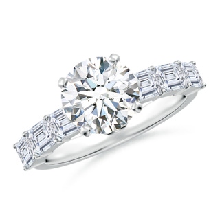 8mm GVS2 Round Diamond Engagement Ring with Accents in P950 Platinum