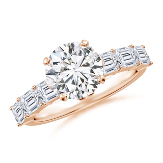 8mm HSI2 Round Diamond Engagement Ring with Accents in Rose Gold