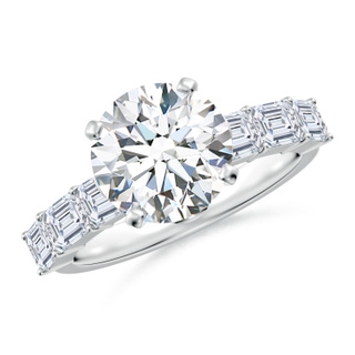 9.2mm GVS2 Round Diamond Engagement Ring with Accents in P950 Platinum