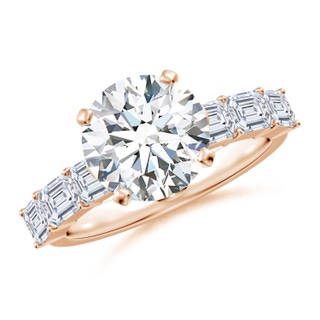 9.2mm GVS2 Round Diamond Engagement Ring with Accents in Rose Gold